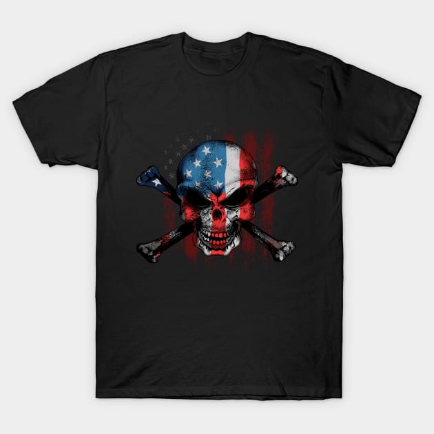 American USA Flag Skull & Bones T-Shirt by Evoke Collective